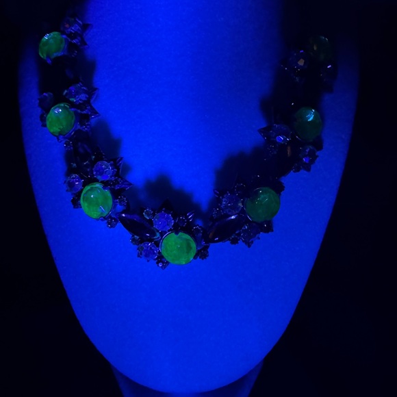 Rare Vintage Florenza Watermelon AB Uranium Glass Necklace - Picture 8 of 8